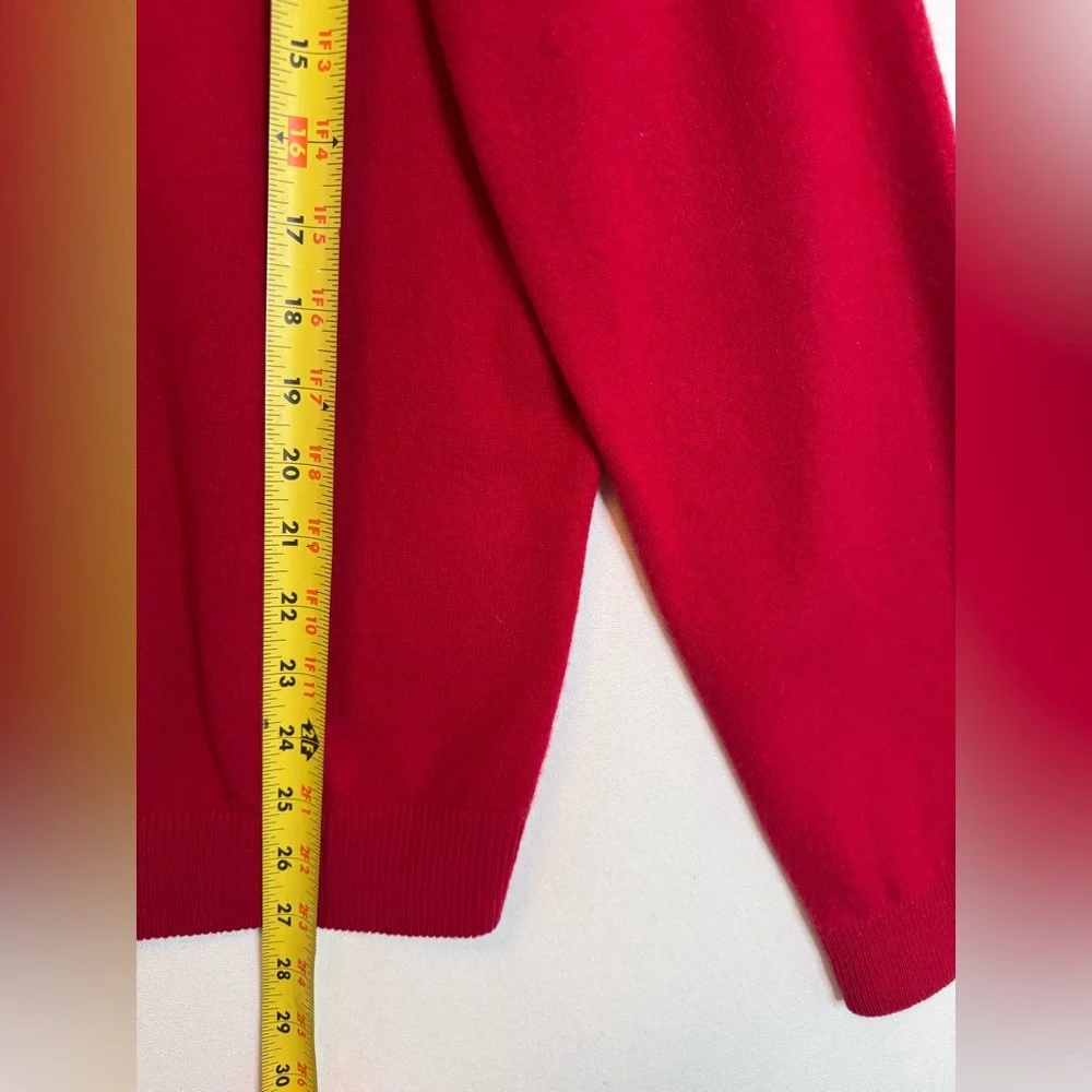 Cezani mens sz XL 100% fine 2 ply cashmere V neck sweater Red‎ Party Festive